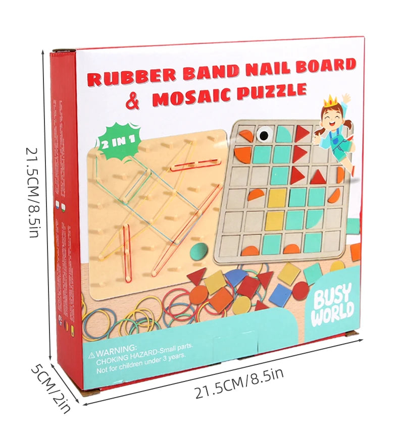 M024 - Rubber band nail board & mosaic puzzle 2 in 1