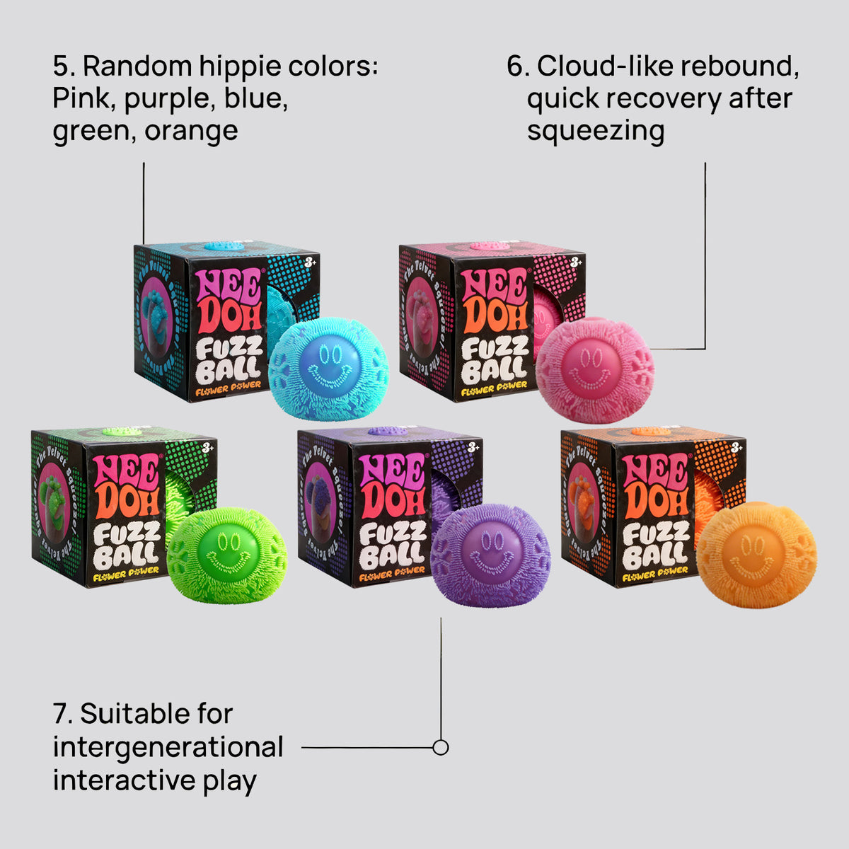 X003 - NeeDoh Fuzz Ball (Buy 4 get 1 FREE)