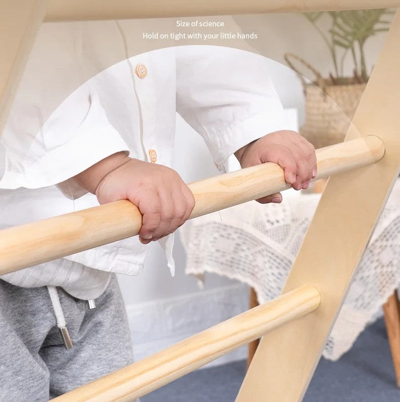 M049 - Montessori Foldable Wooden Pikler Triangle & Reversible Slide Set (FREE delivery)