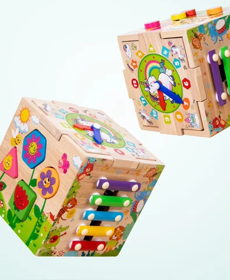 M340 - 6 in 1 Wooden activity cube
