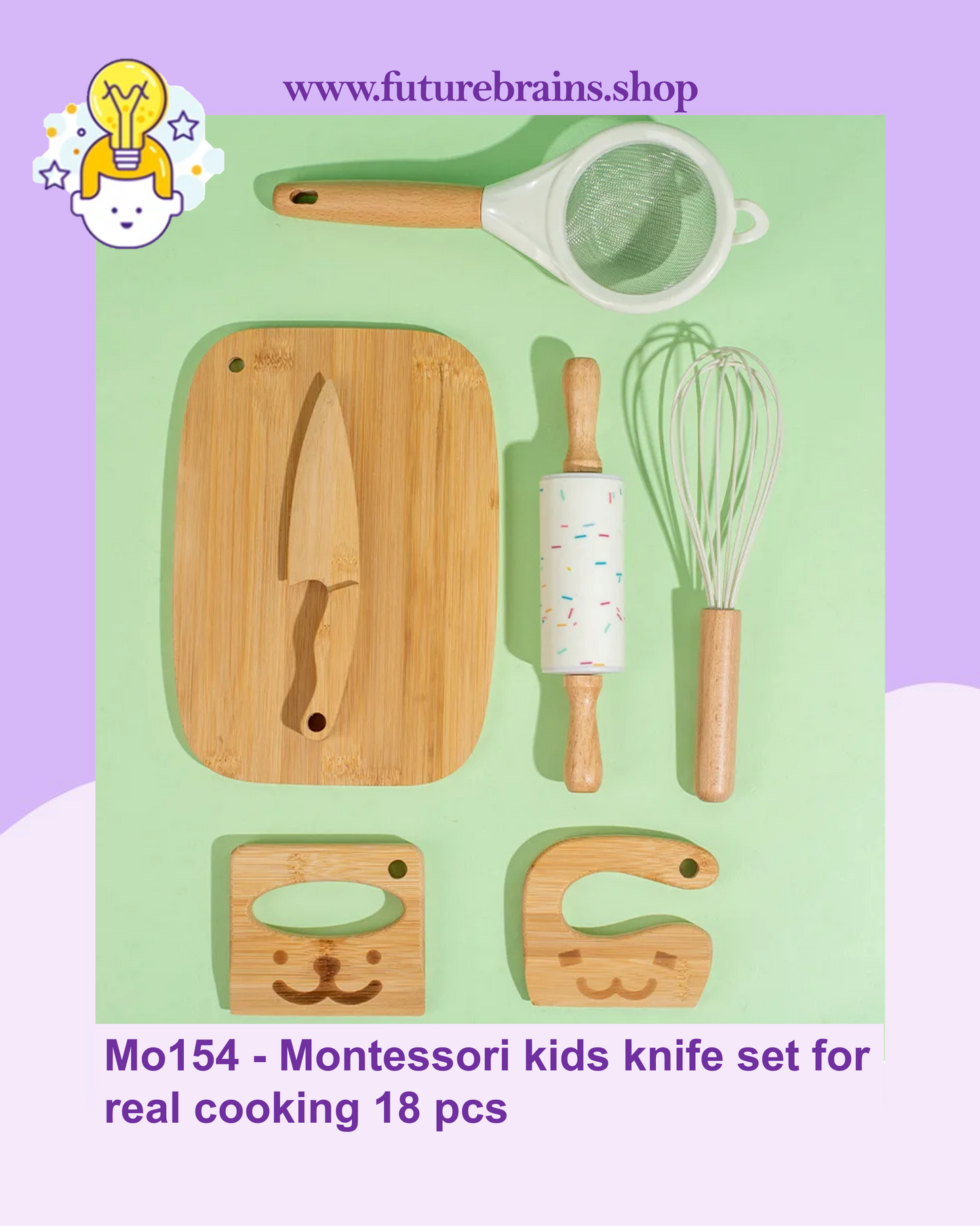 Mo154 - Montessori kids knife set for real cooking 18 pcs