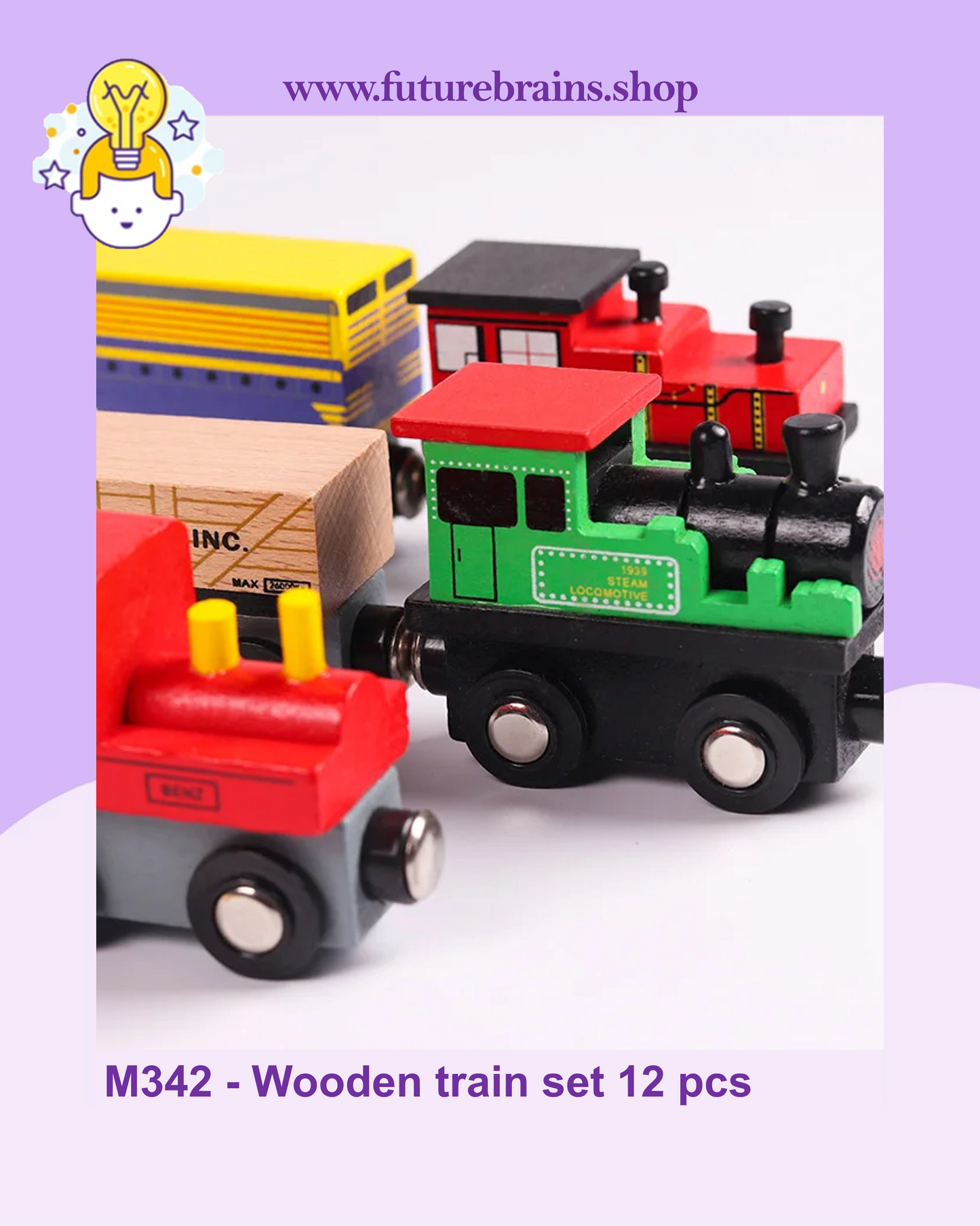 M342 - Wooden train set 12 pcs
