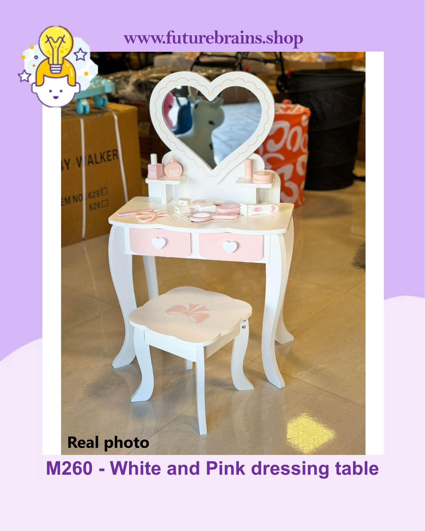 M260 - White and Pink dressing table 82 x 48 cm (FREE DELIVERY)