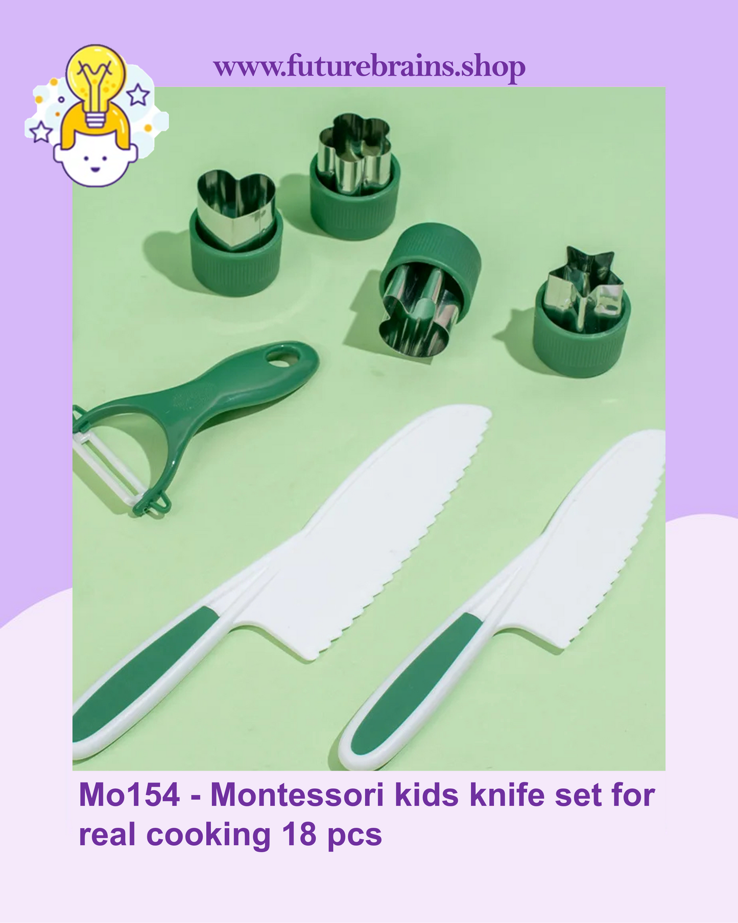 Mo154 - Montessori kids knife set for real cooking 18 pcs