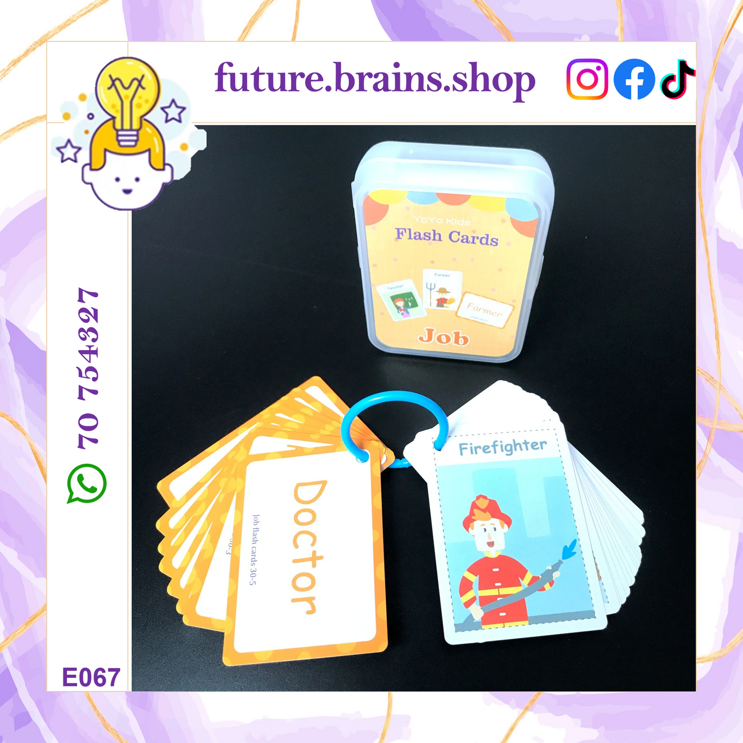 Flashcards in plastic box