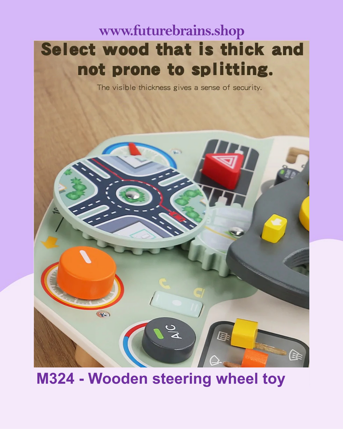 M324 - Wooden steering wheel toy