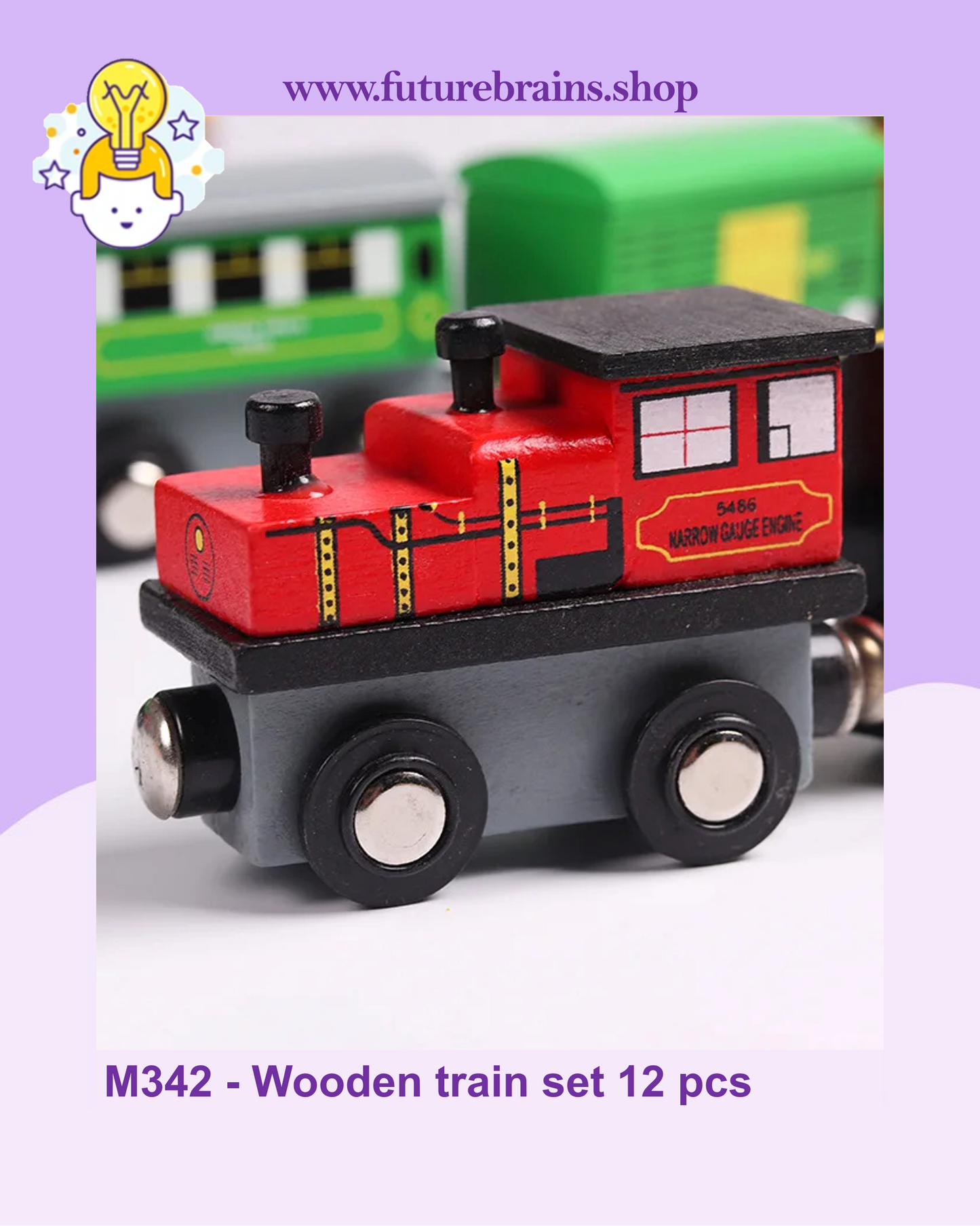 M342 - Wooden train set 12 pcs