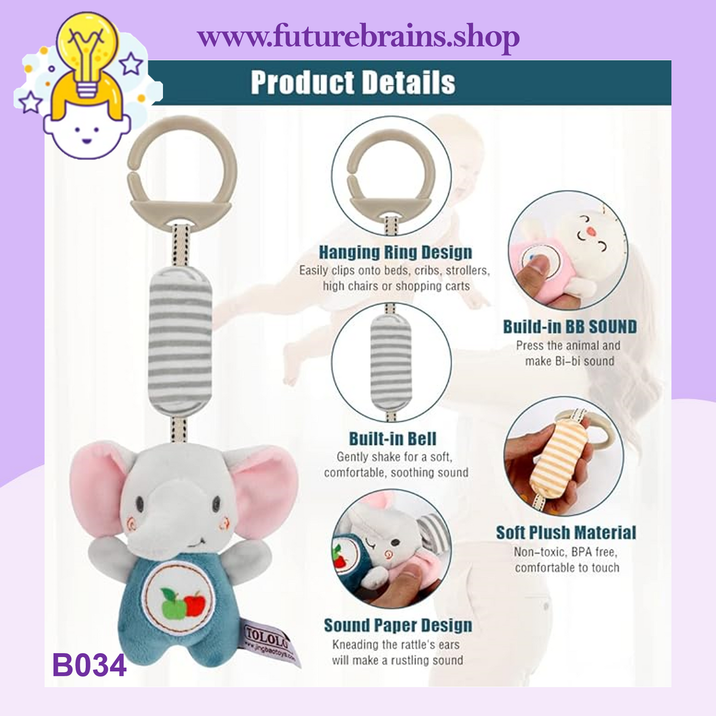 B034 - Baby stroller ringing pendant