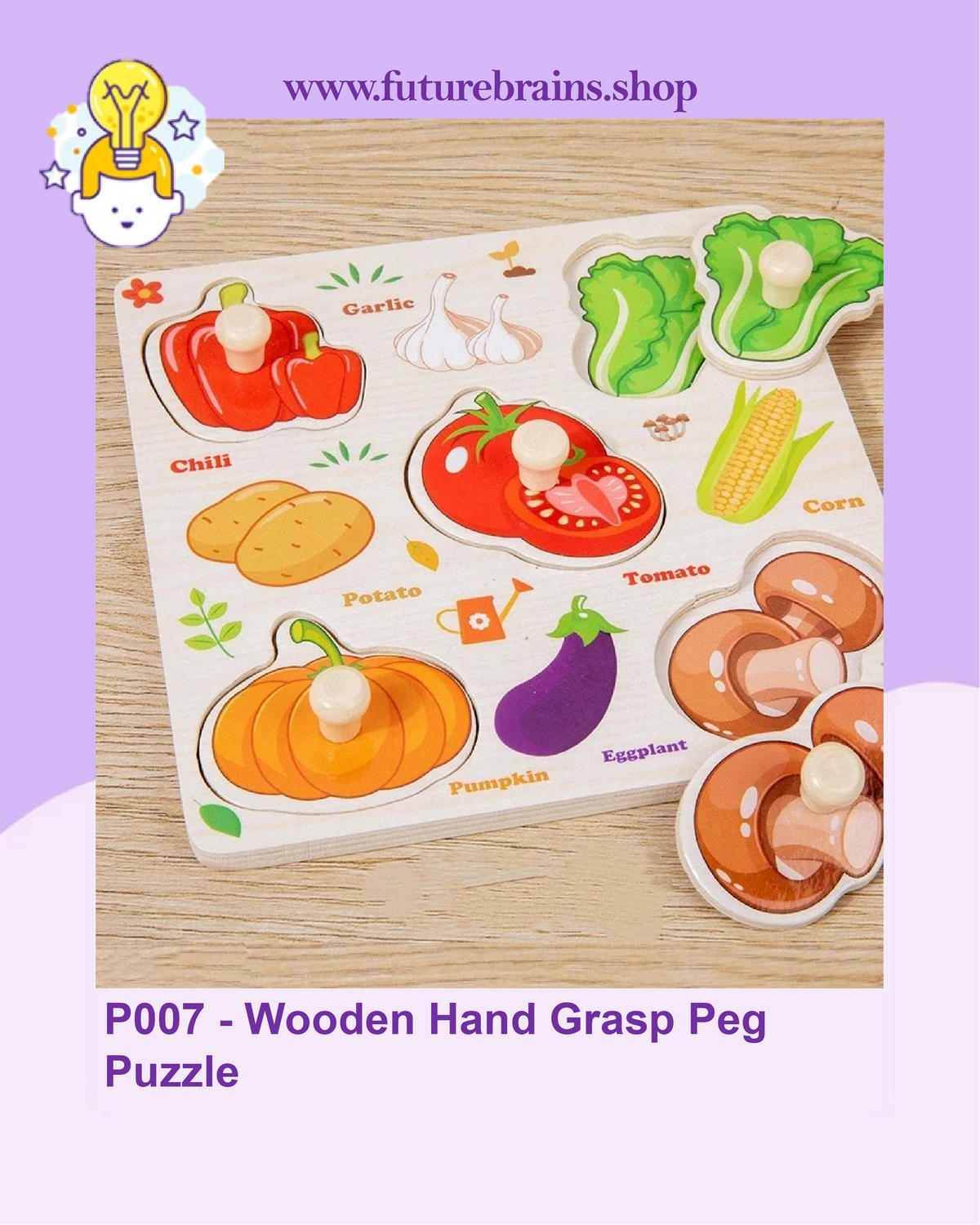 P007 - Wooden Hand Grasp Peg Puzzle