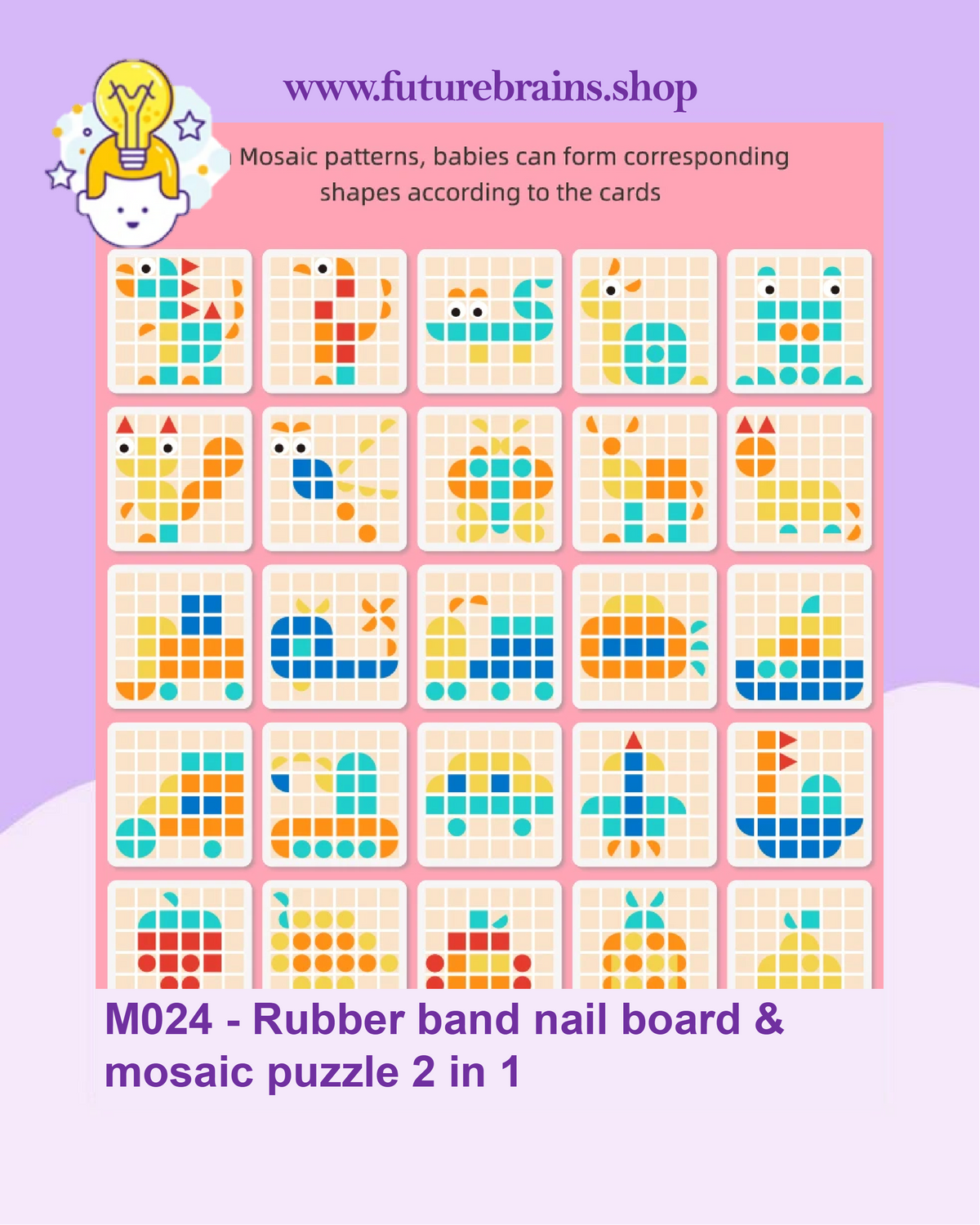 M024 - Rubber band nail board & mosaic puzzle 2 in 1