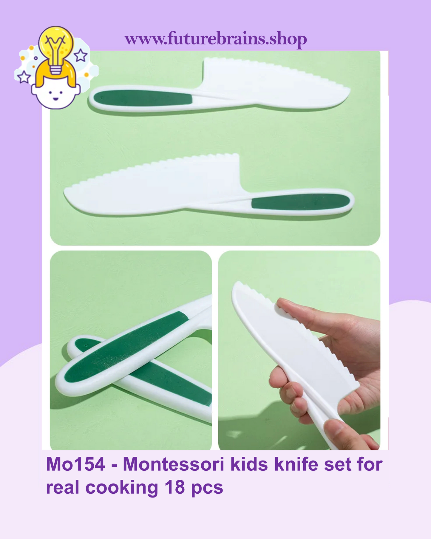 Mo154 - Montessori kids knife set for real cooking 18 pcs