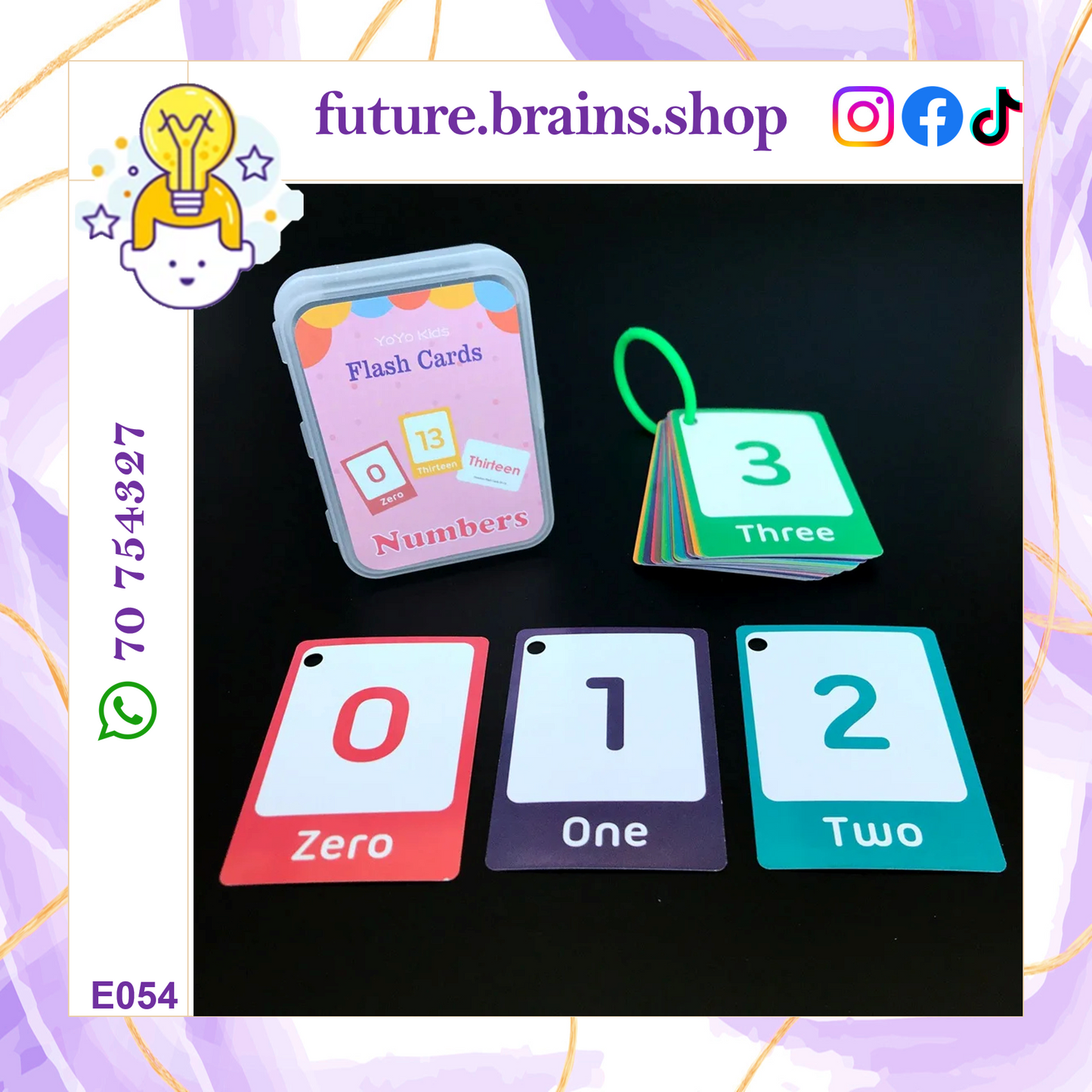 Flashcards in plastic box