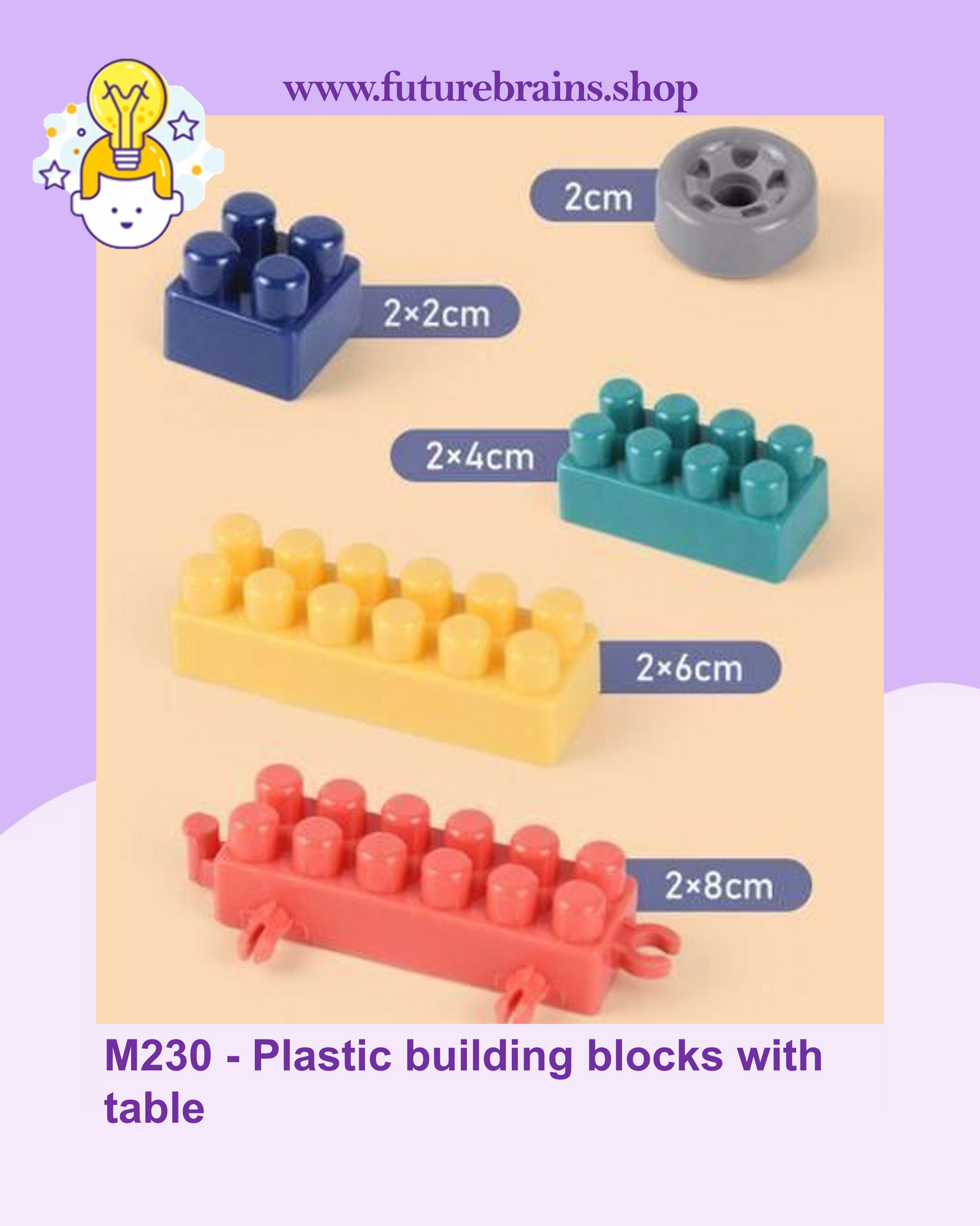 Plastic building blocks with table