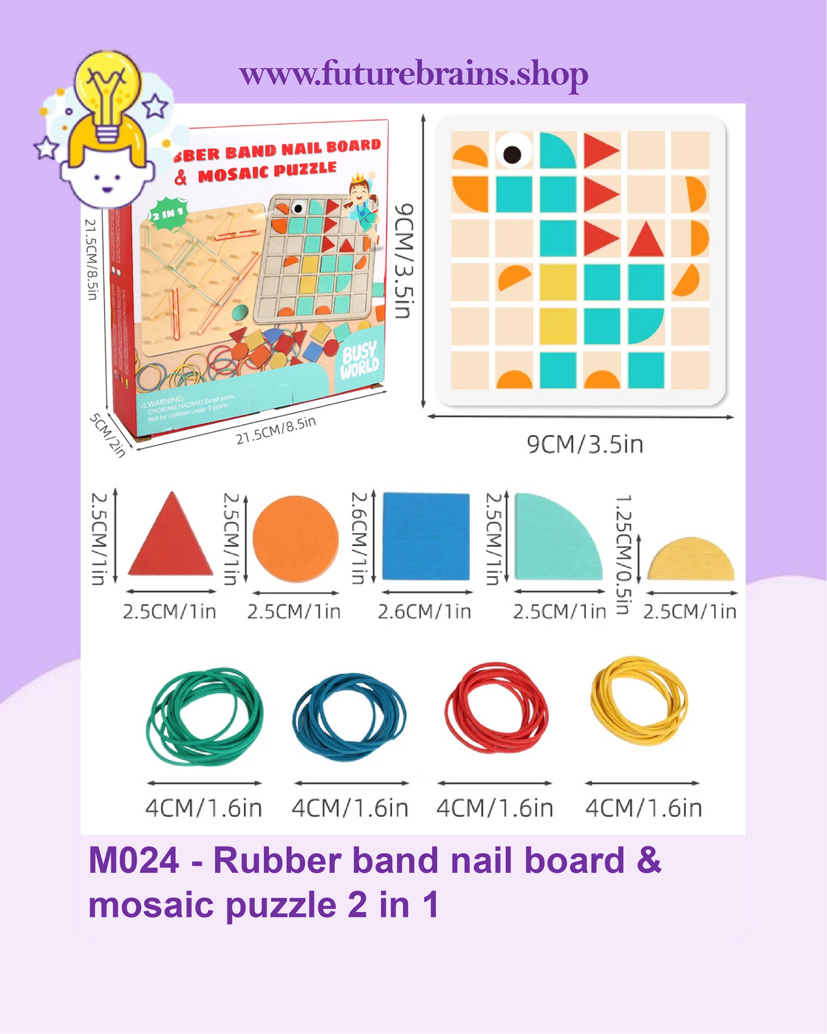 M024 - Rubber band nail board & mosaic puzzle 2 in 1