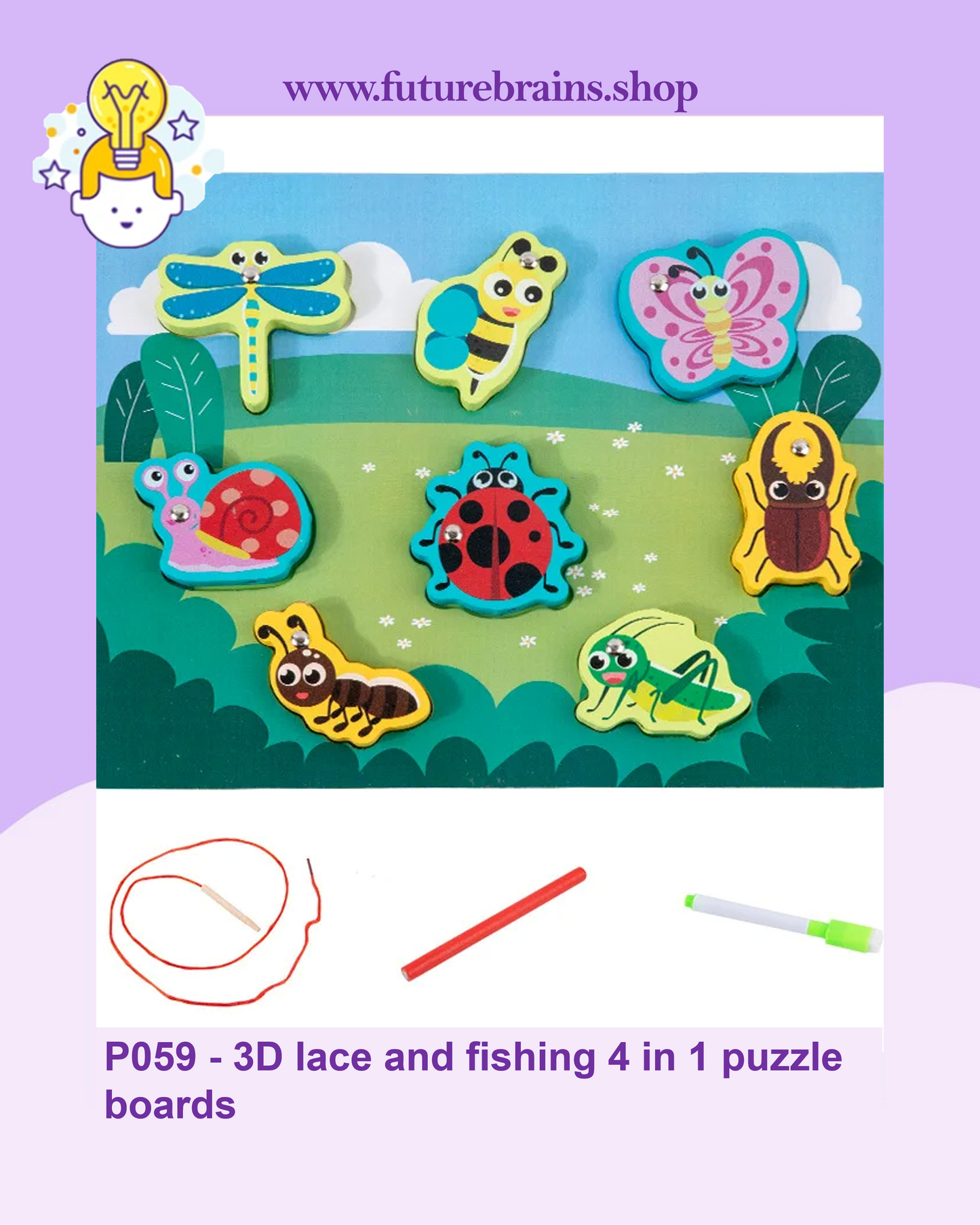 P059 - 3D lace and fishing 4 in 1 puzzle boards