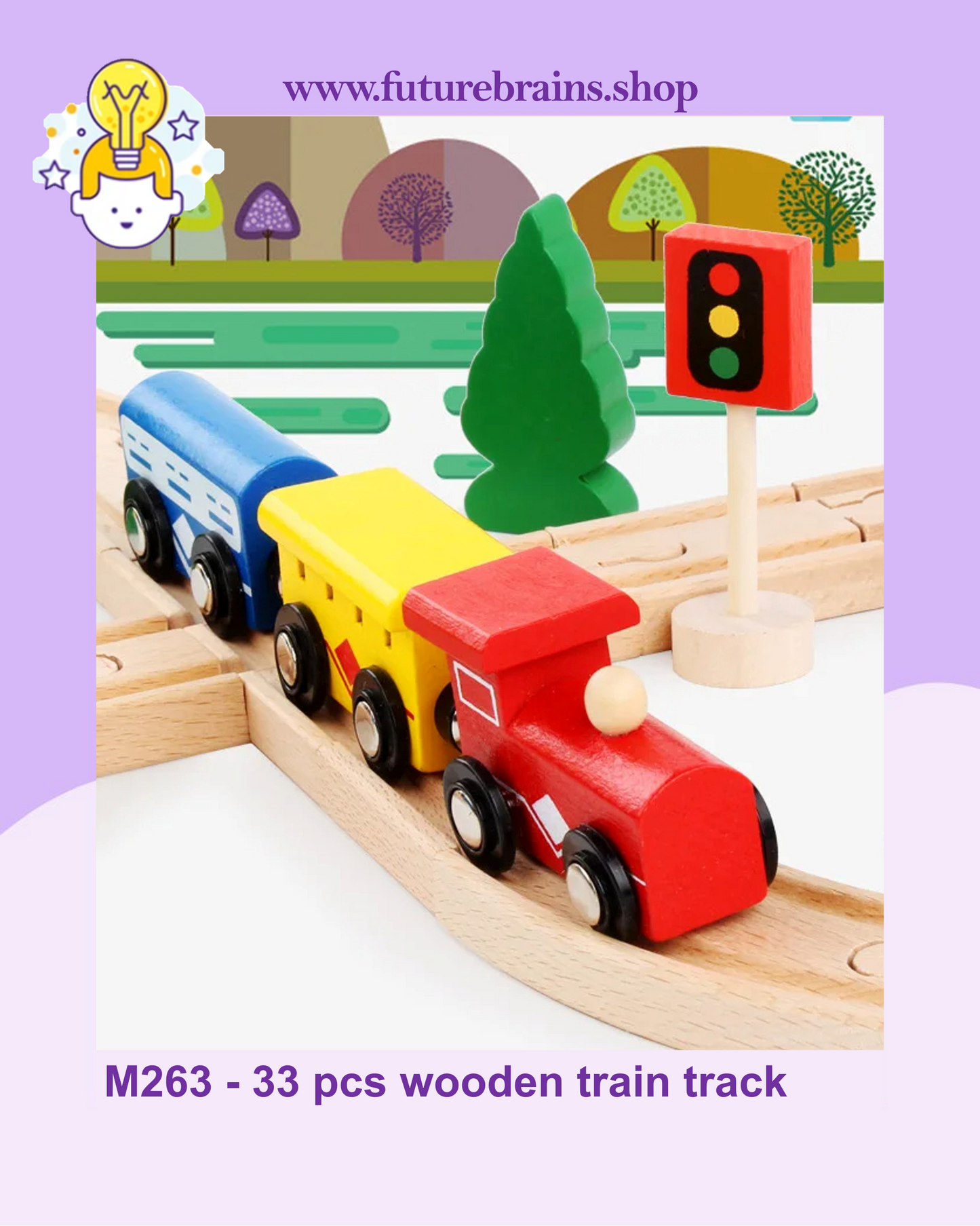 M263 - 33 pcs wooden train track