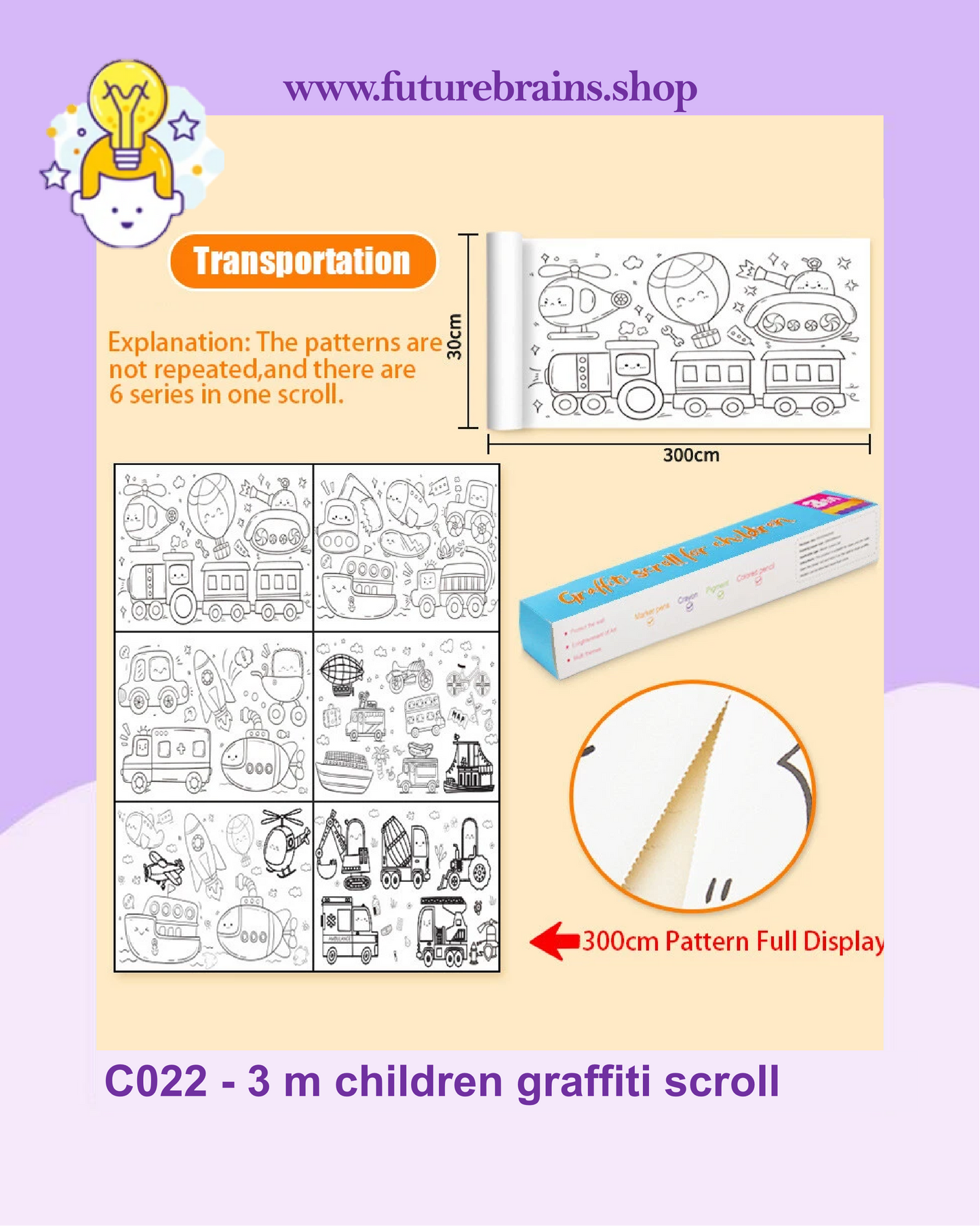 C022 - 3 m children graffiti scroll