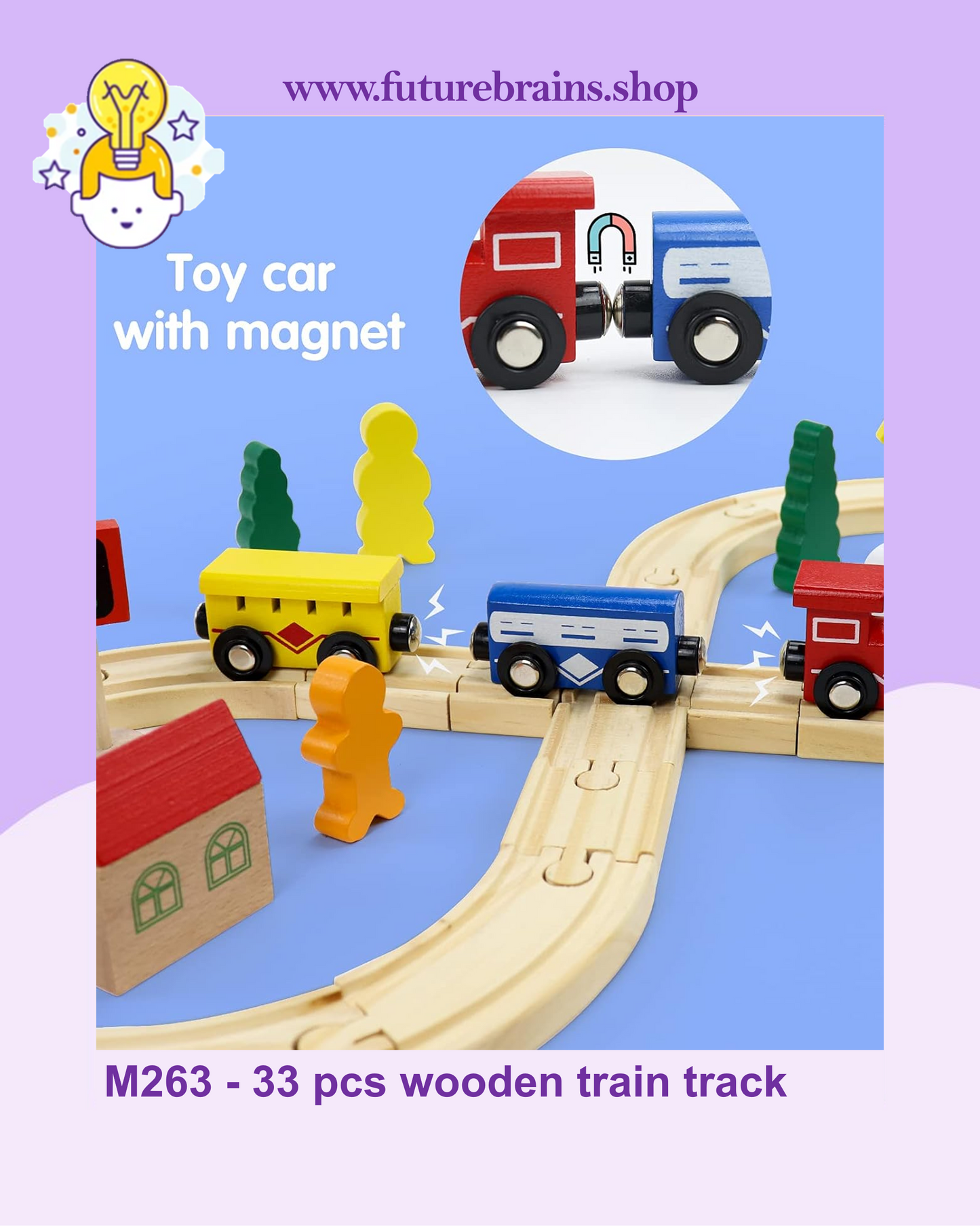 M263 - 33 pcs wooden train track