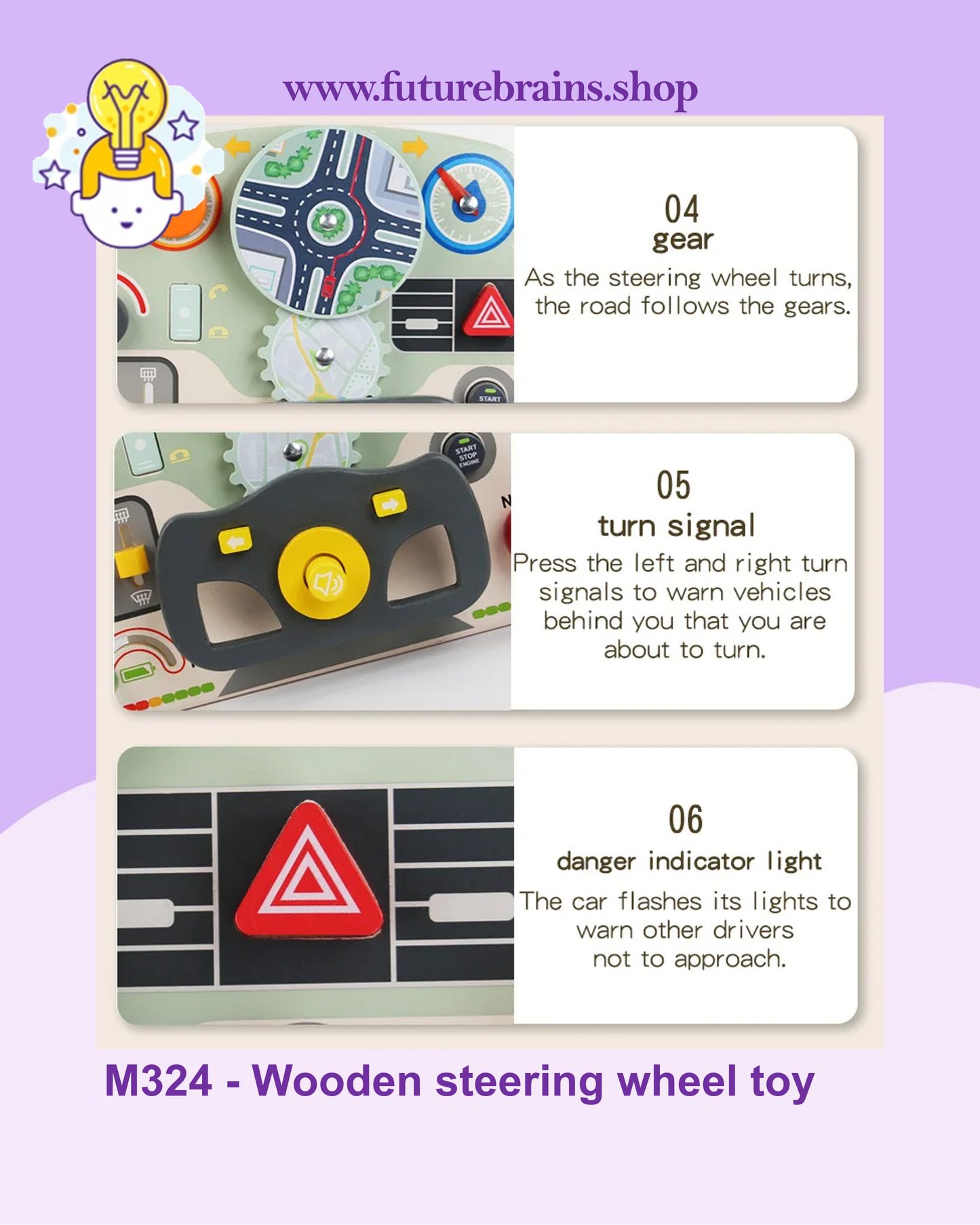 M324 - Wooden steering wheel toy