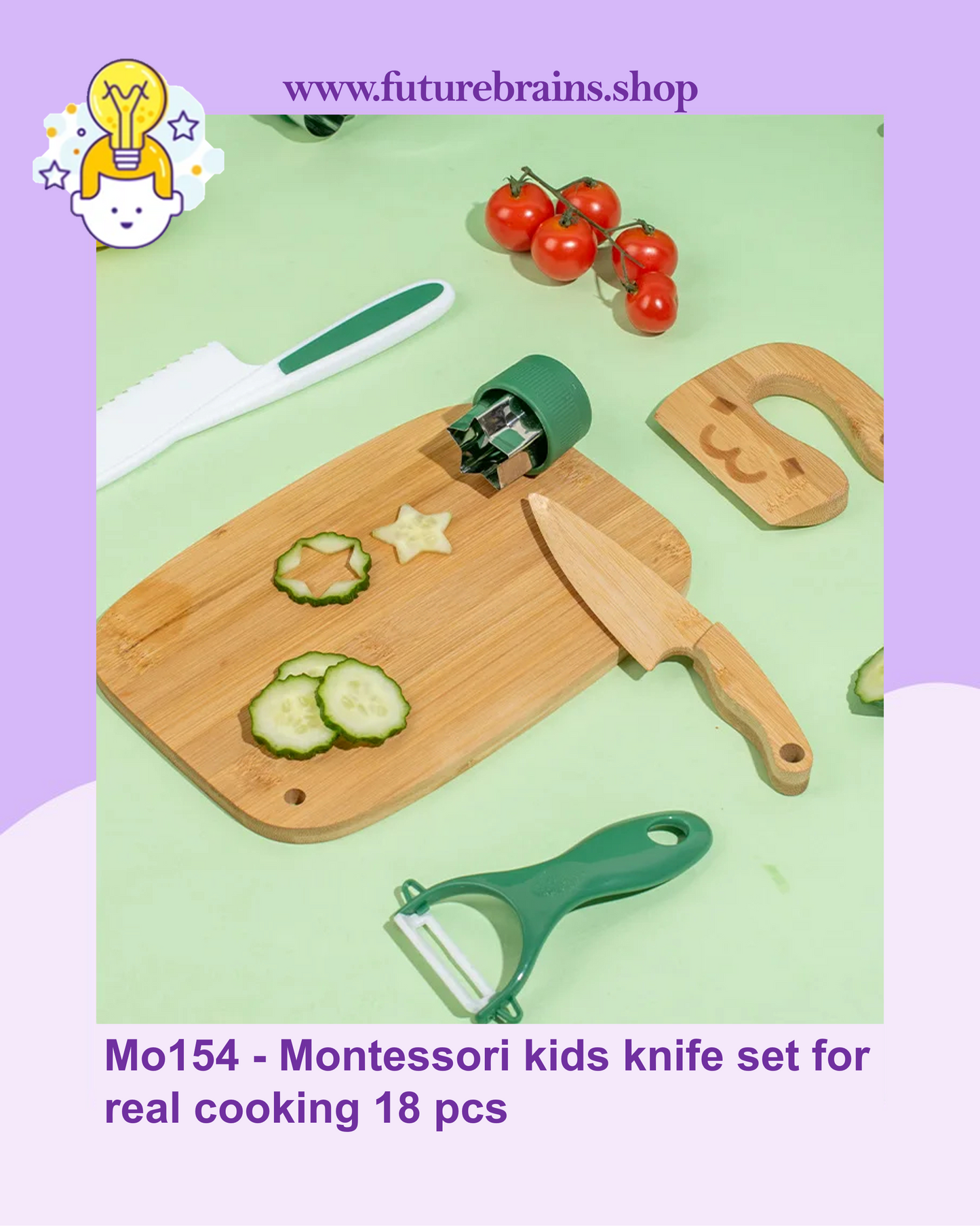Mo154 - Montessori kids knife set for real cooking 18 pcs