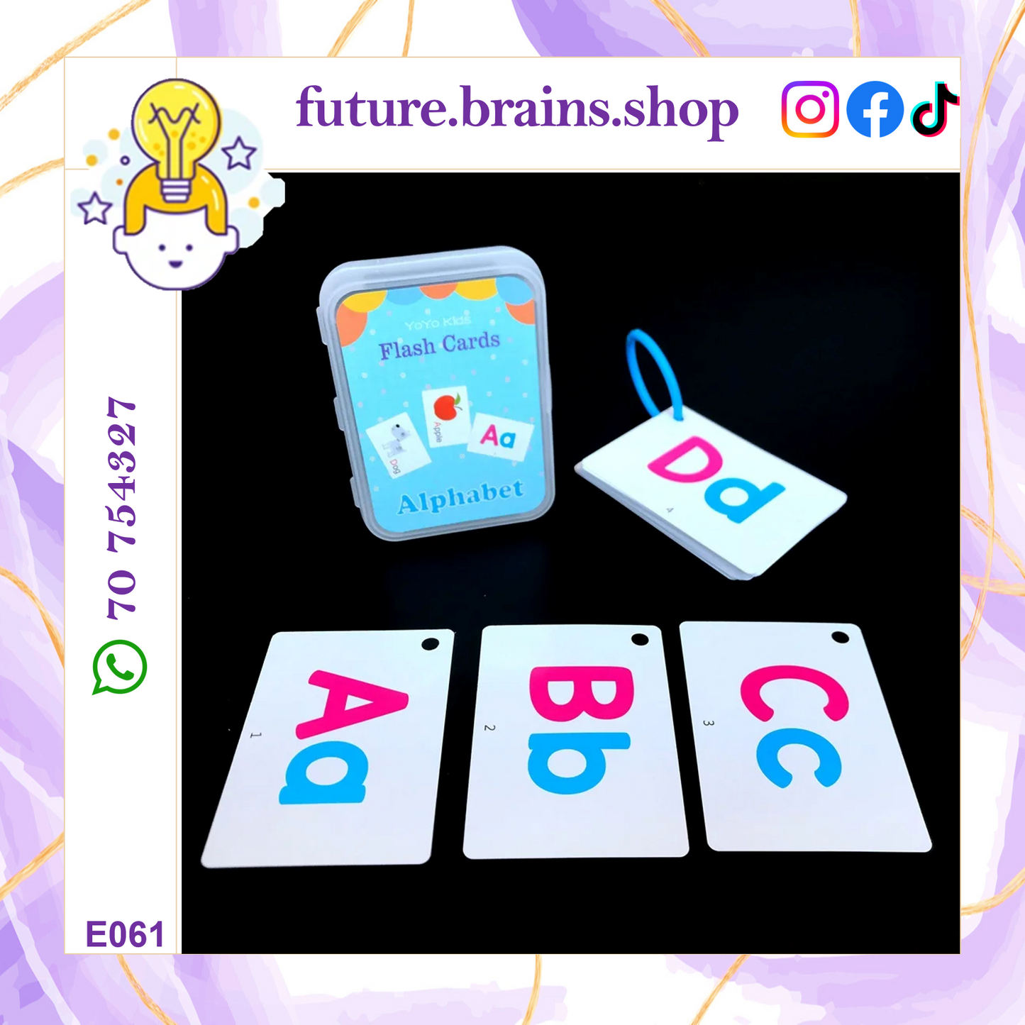 Flashcards in plastic box