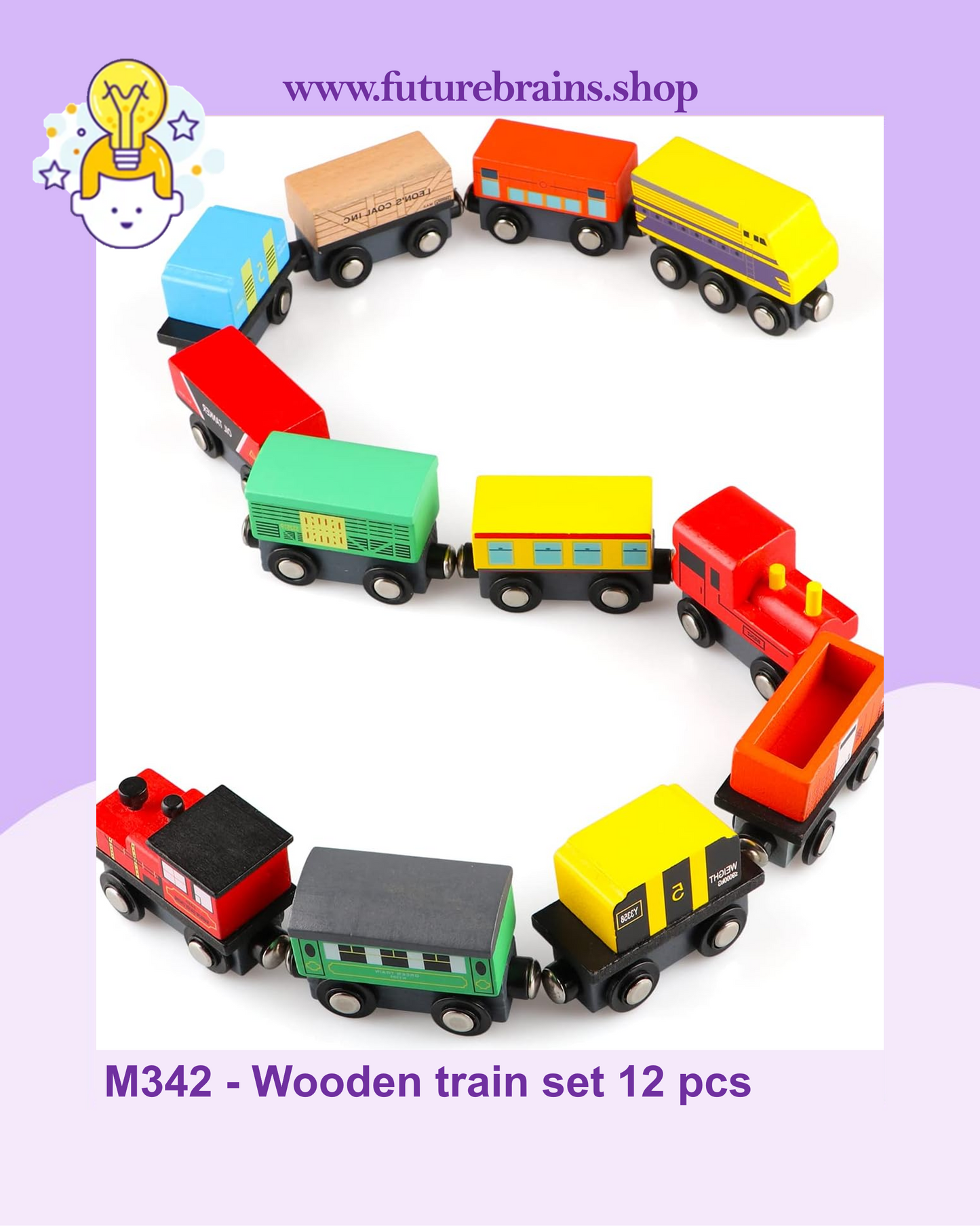 M342 - Wooden train set 12 pcs