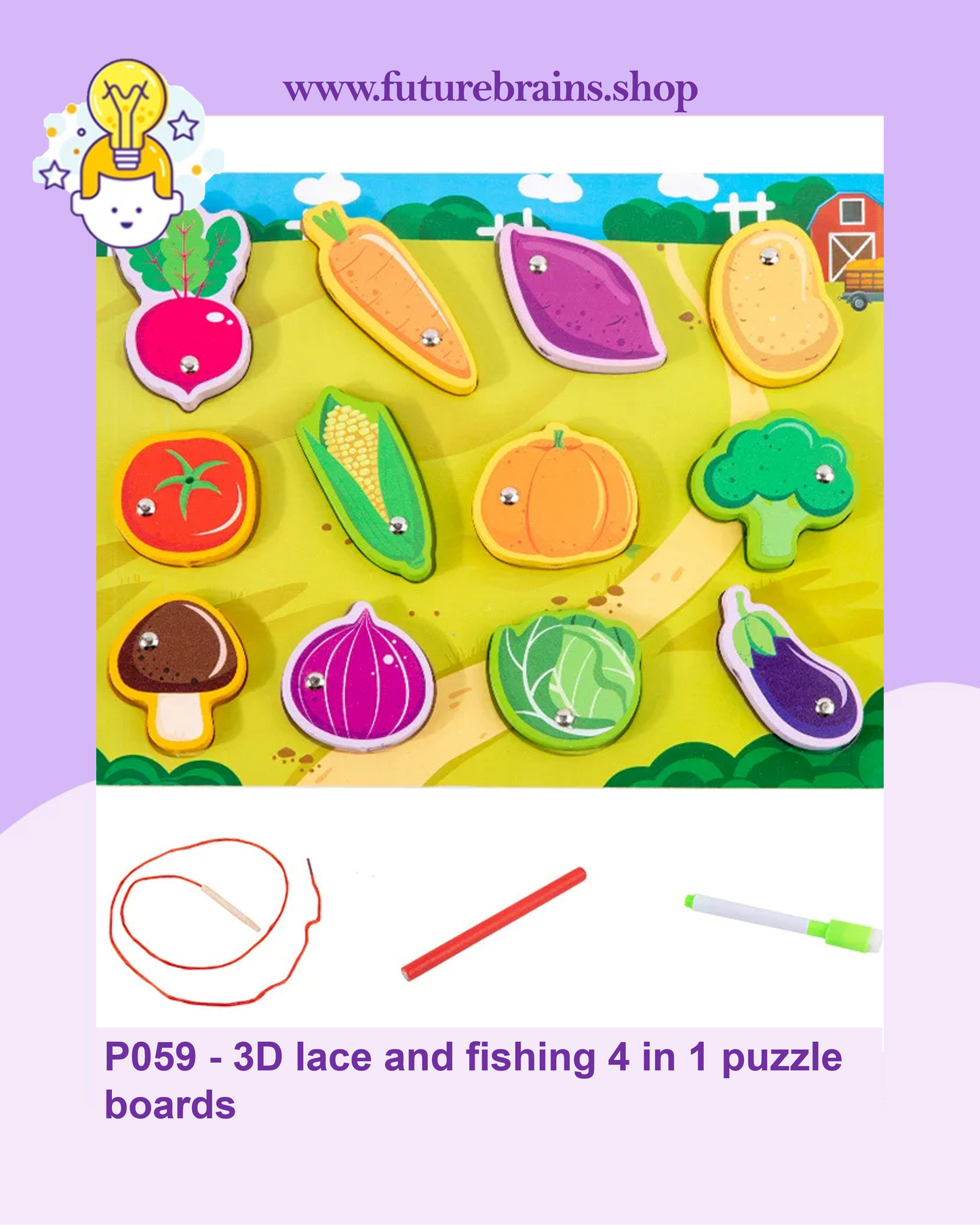 P059 - 3D lace and fishing 4 in 1 puzzle boards