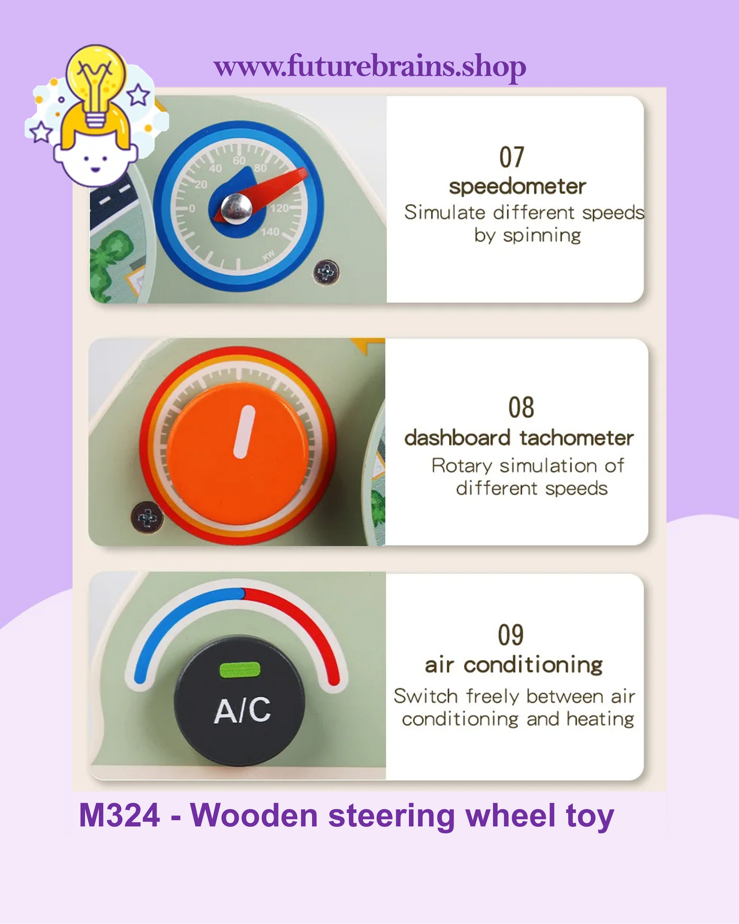 M324 - Wooden steering wheel toy