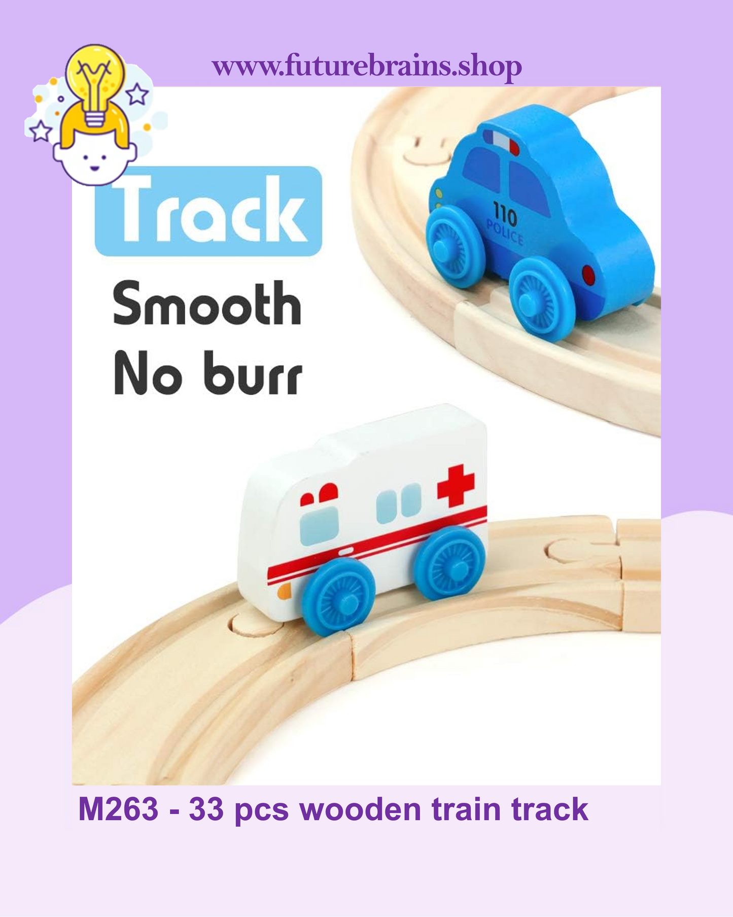 M263 - 33 pcs wooden train track