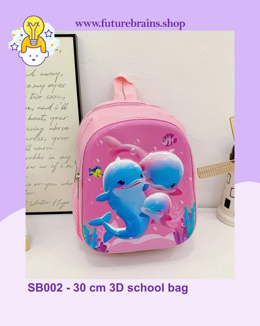 SB002 - 30 cm 3D school bag dolphins design