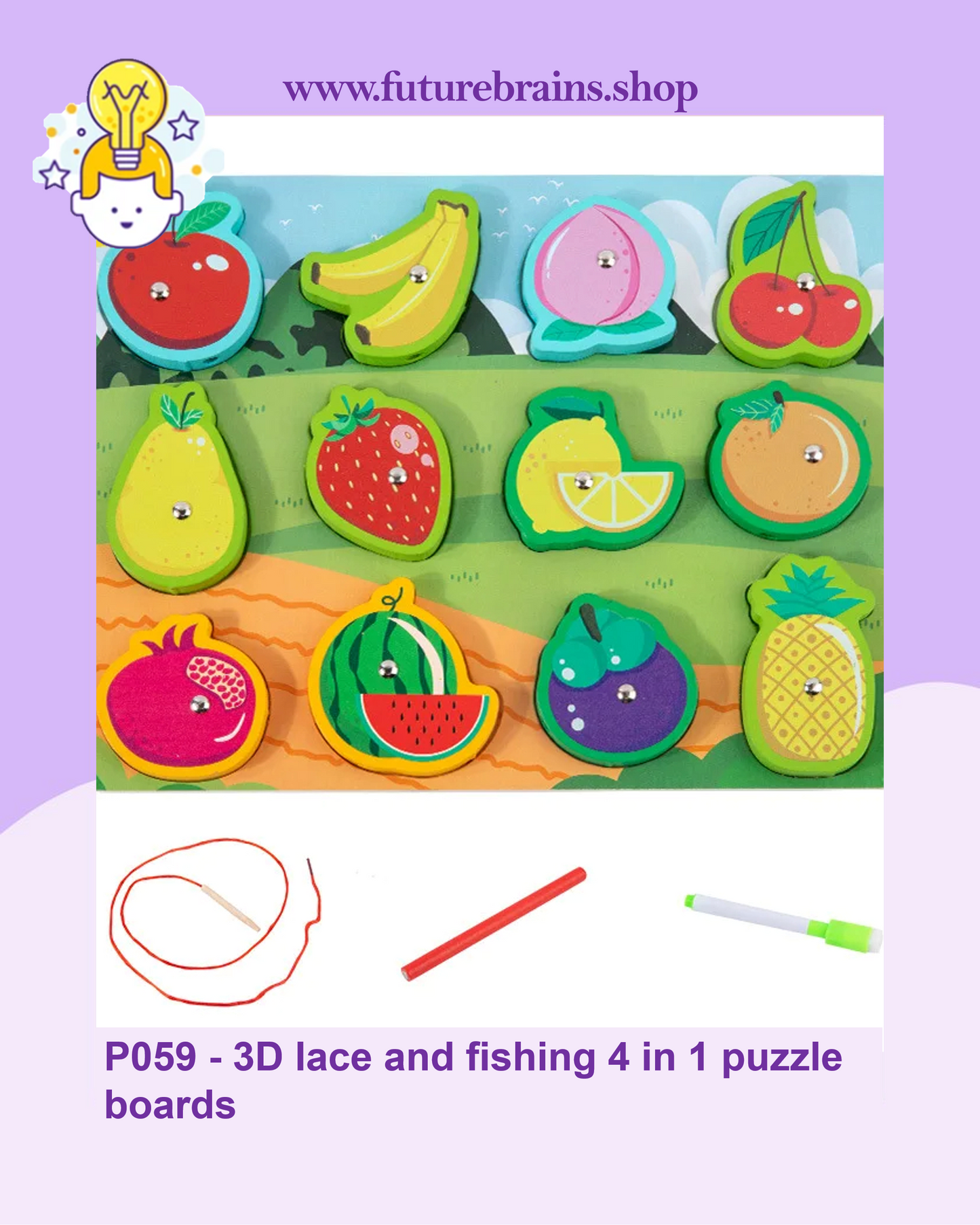 P059 - 3D lace and fishing 4 in 1 puzzle boards