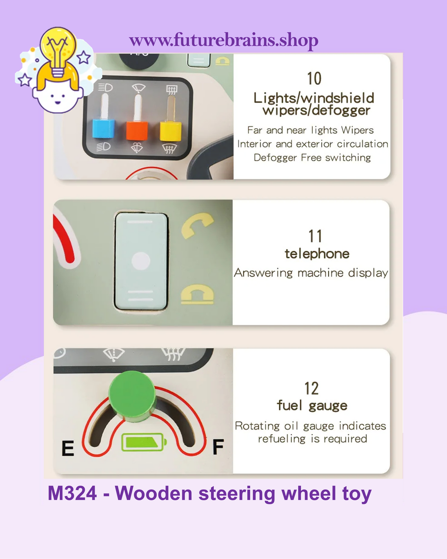 M324 - Wooden steering wheel toy