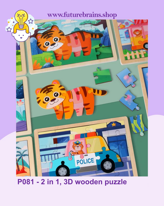 P081 - 2 in 1, 3D wooden puzzle (buy 4 for 9$)