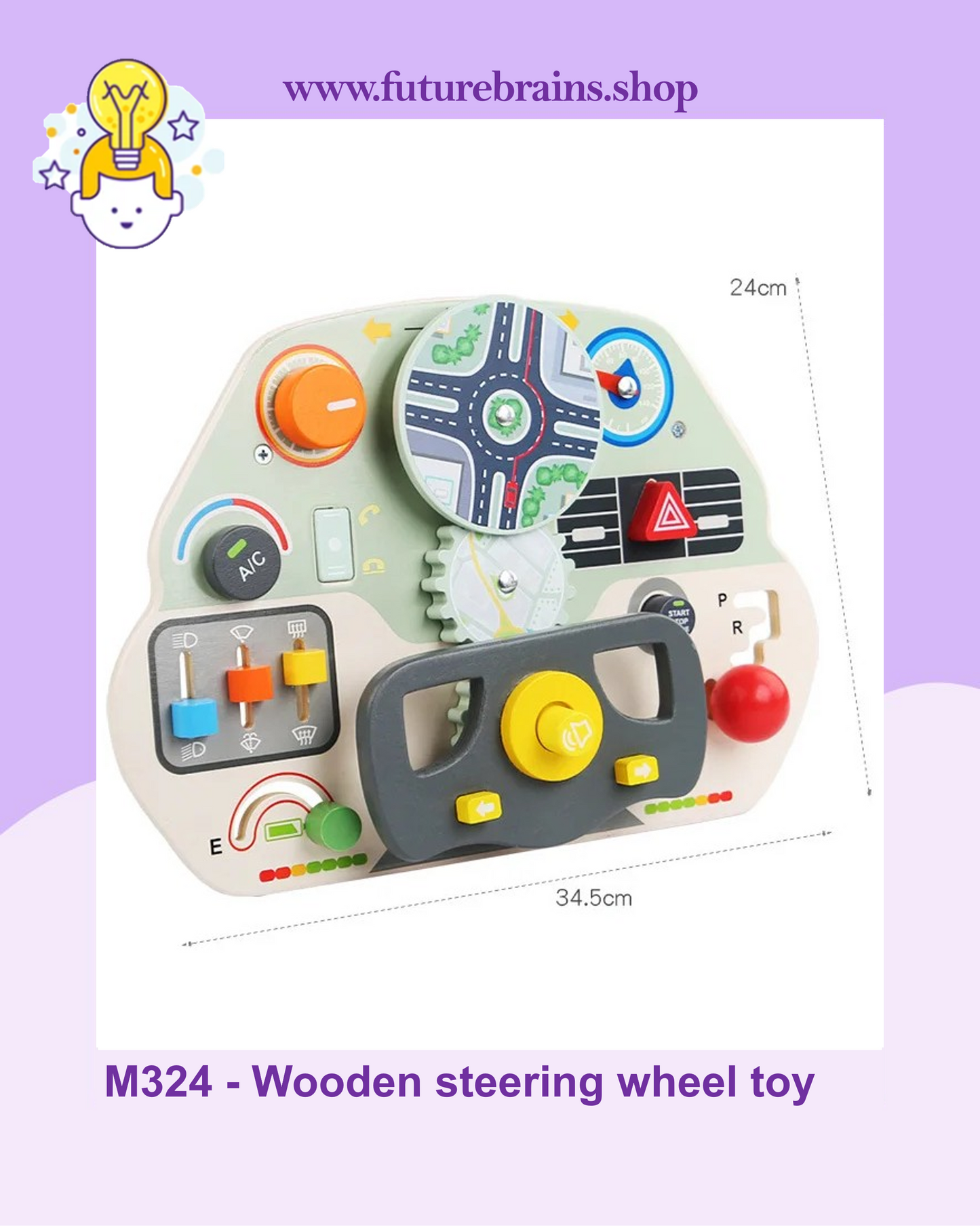 M324 - Wooden steering wheel toy