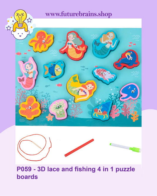 P059 - 3D lace and fishing 4 in 1 puzzle boards