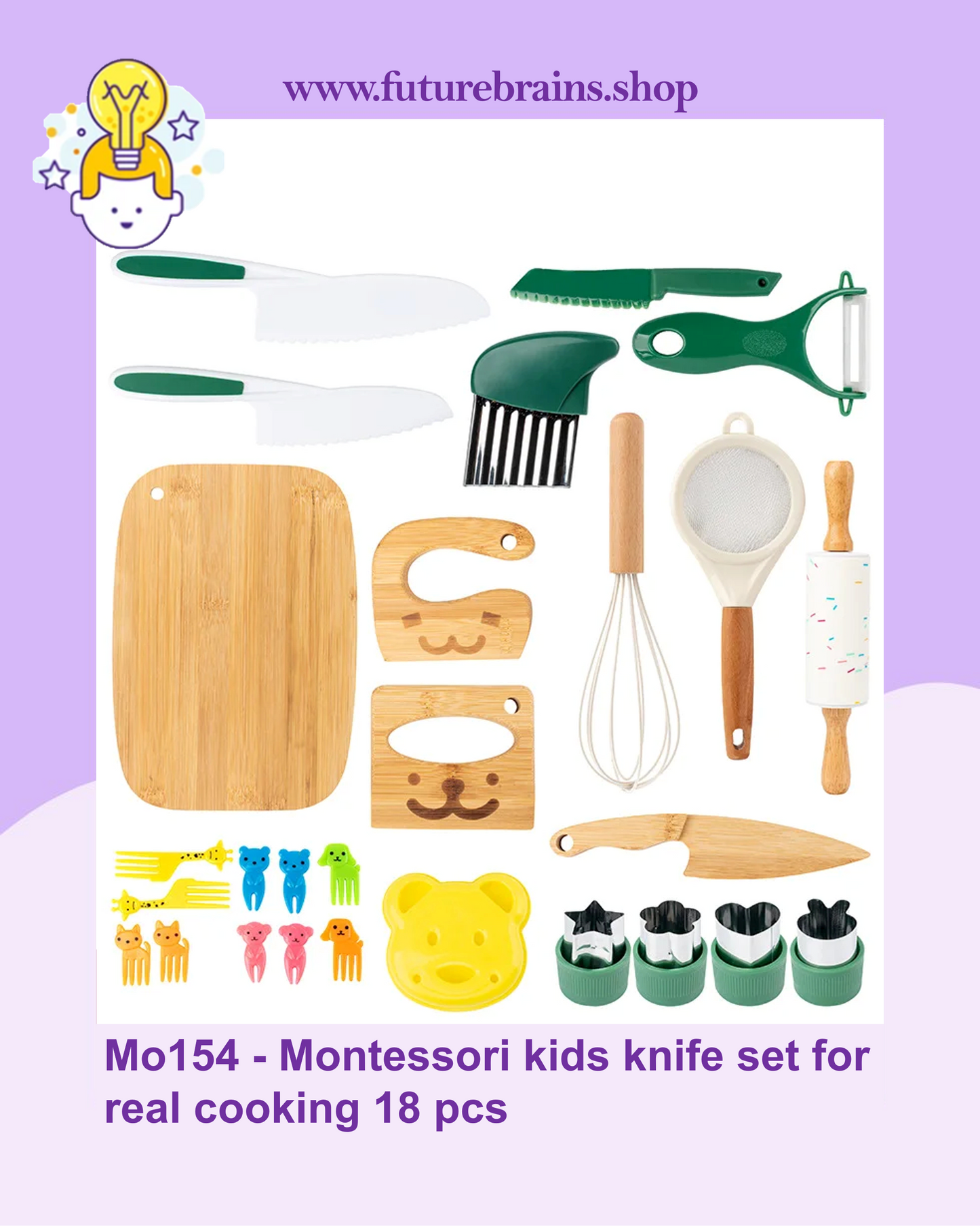 Mo154 - Montessori kids knife set for real cooking 18 pcs