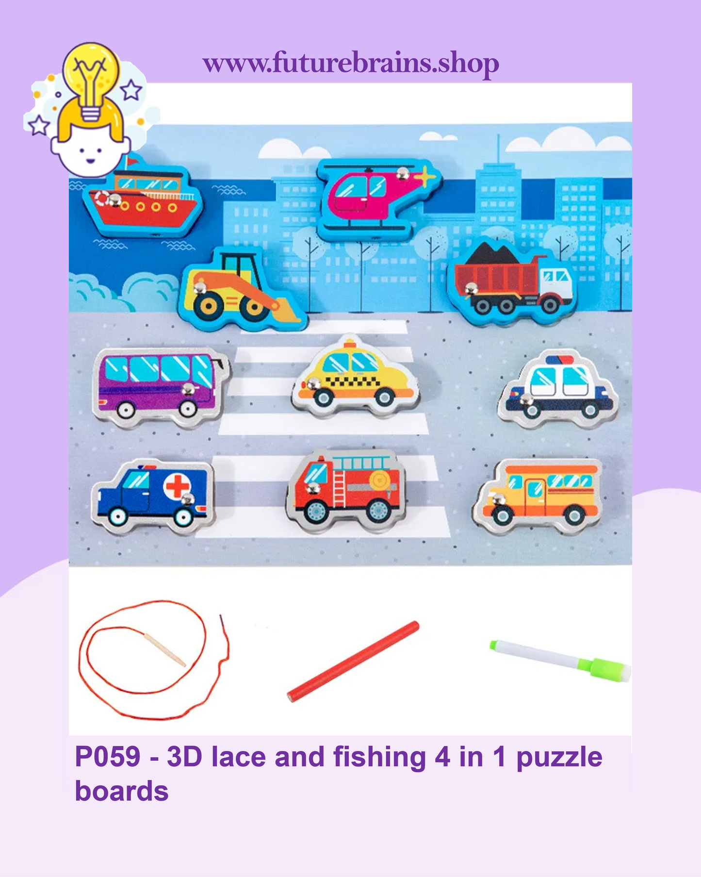 P059 - 3D lace and fishing 4 in 1 puzzle boards