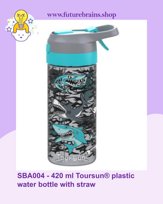 SBA004 - 420 ml Toursun® plastic water bottle with straw Shark Design