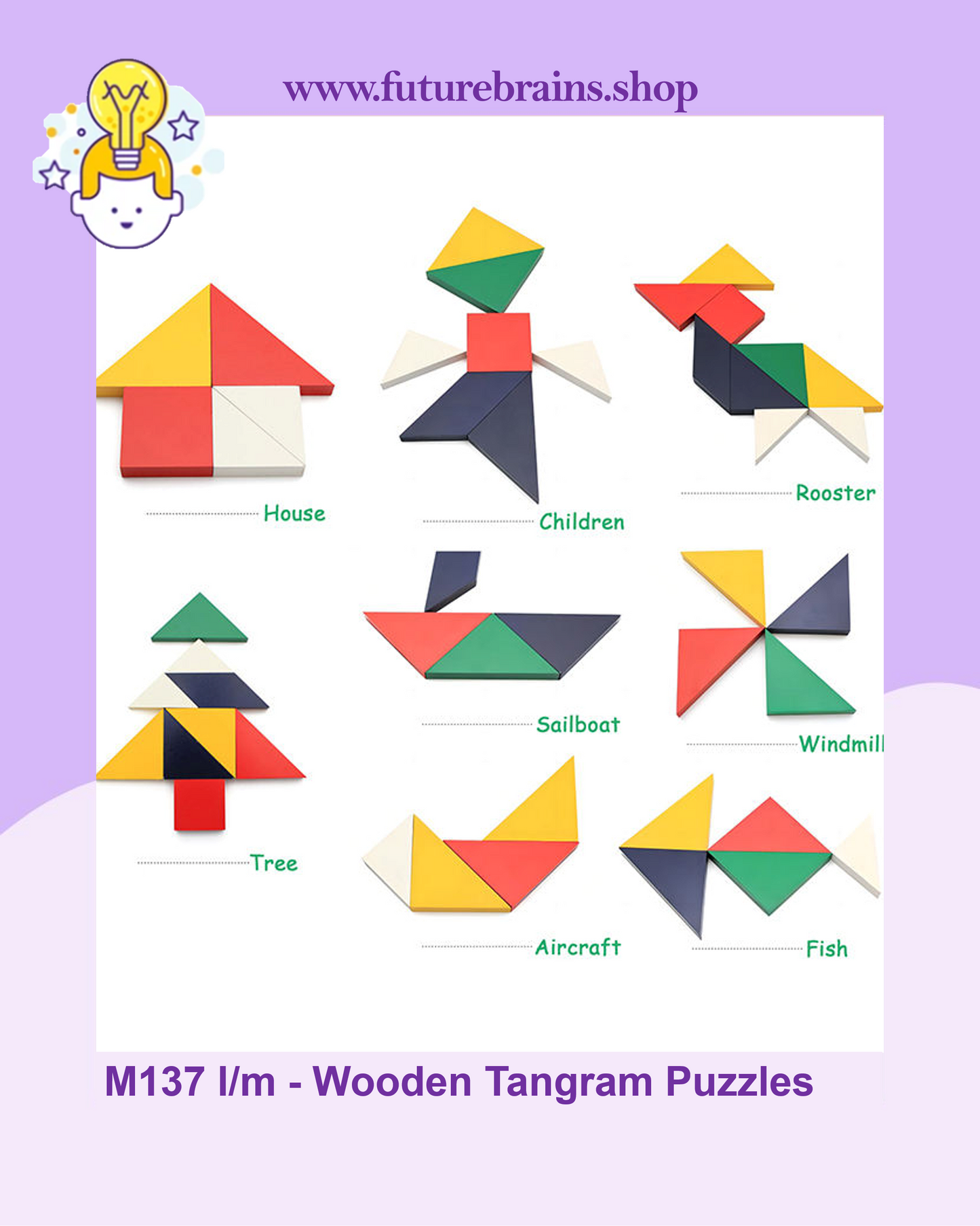 M137 - Wooden Tangram Puzzles - Teaching Aid Combination