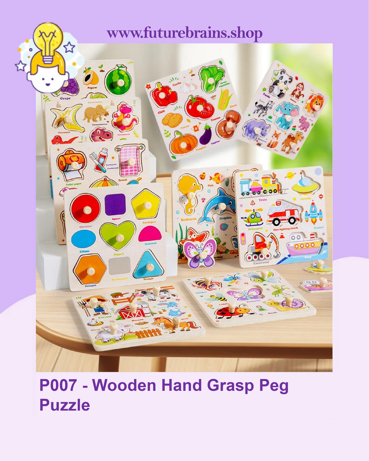 P007 - Wooden Hand Grasp Peg Puzzle