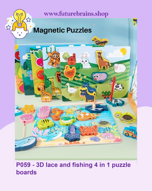 P059 - 3D lace and fishing 4 in 1 puzzle boards