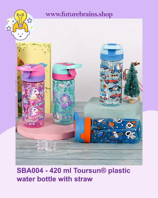 SBA004 - 420 ml Toursun® plastic water bottle with straw