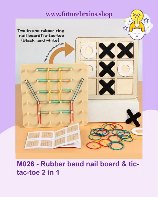 M026 - Rubber band nail board & tic-tac-toe 2 in 1