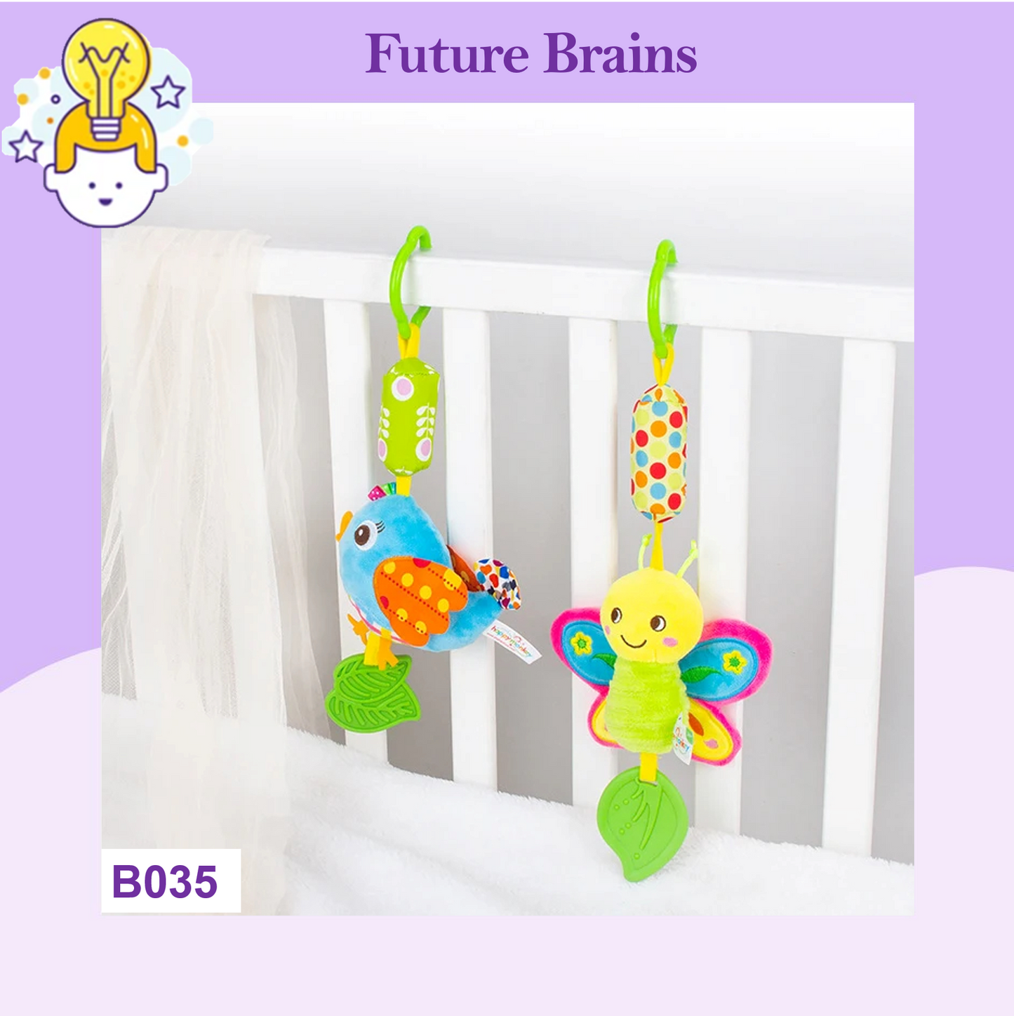 B035 - Baby cartoon wind chime baby stroller pendant with teether