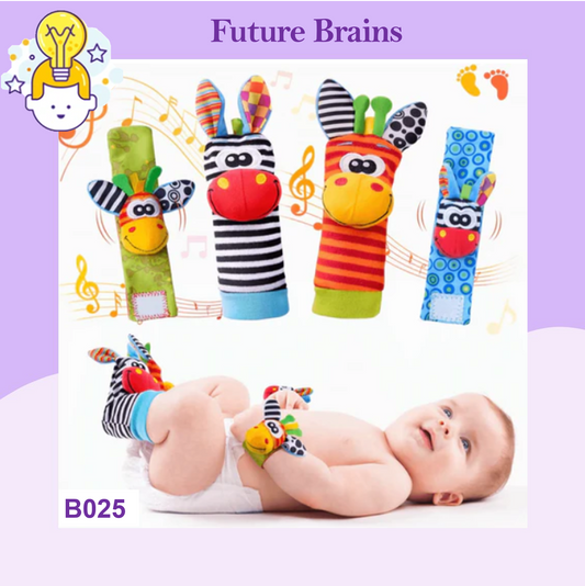 B025 - Baby cloth wrists and feet rattle 4 pcs set