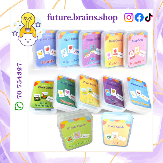 Flashcards in plastic box