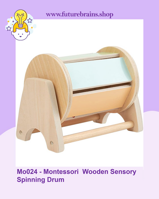 Mo024 - Montessori  Wooden Sensory Spinning Drum