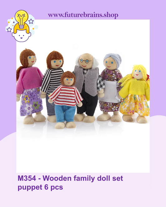 M354 - Wooden family doll set puppet 6 pcs