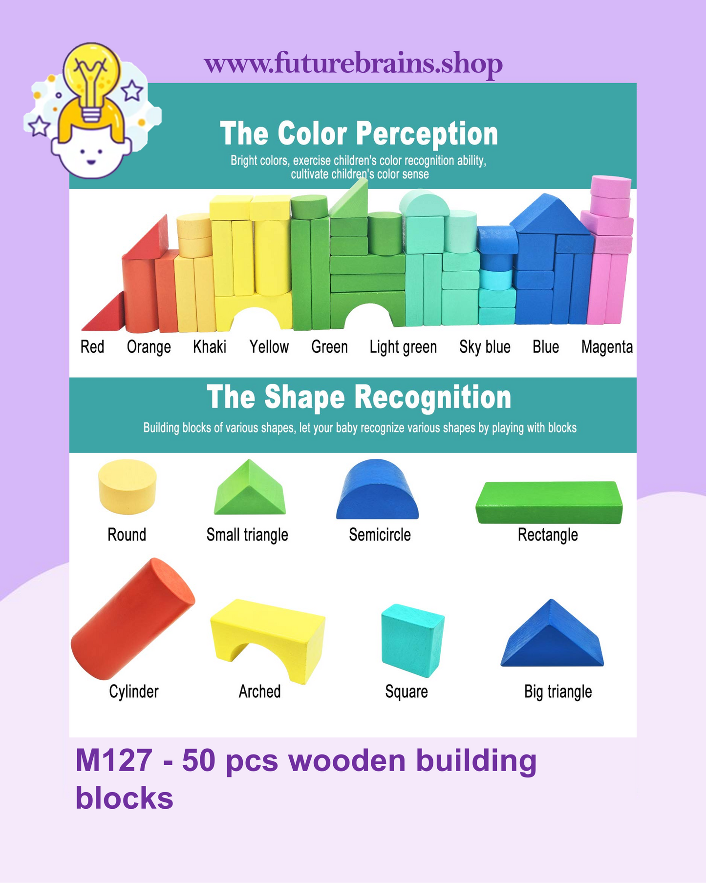 M127 - 50 pcs wooden building blocks