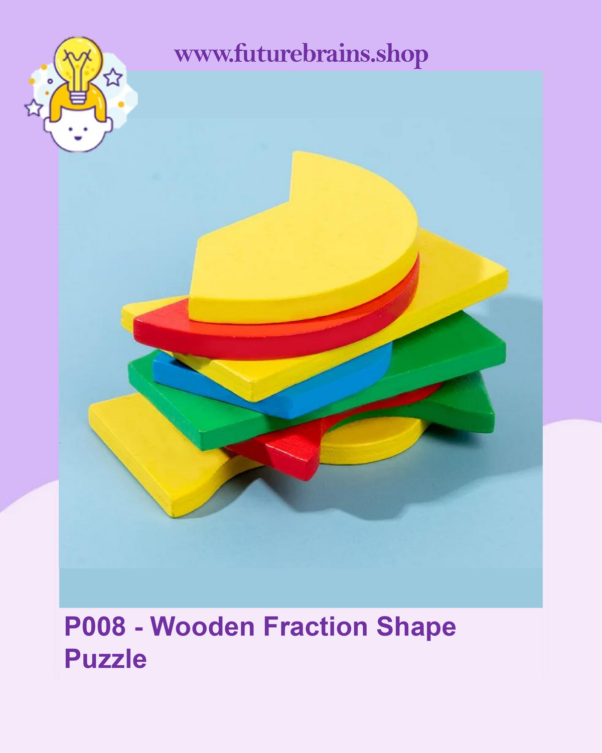 P008 - Wooden Fraction Shape Puzzle